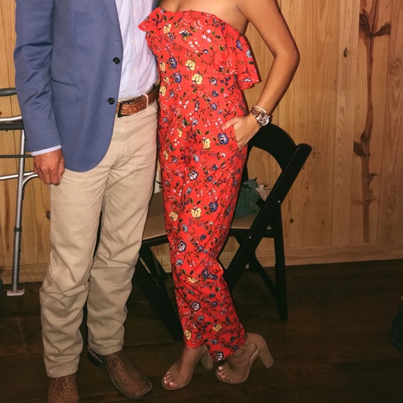 Gianni Bini Orange Floral Jumpsuit - Picture 1 of 3